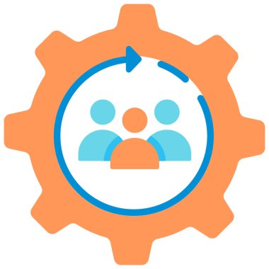 Takım çalışması vektör simgesi. biçim iki renkli düz sembol, düz mavi renkler, yuvarlak açılar, beyaz arkaplan