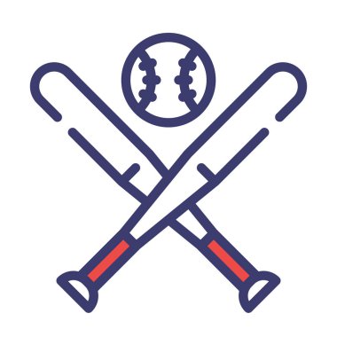 Beyzbol sopası simgesi düz renkli. vektör illüstrasyonu