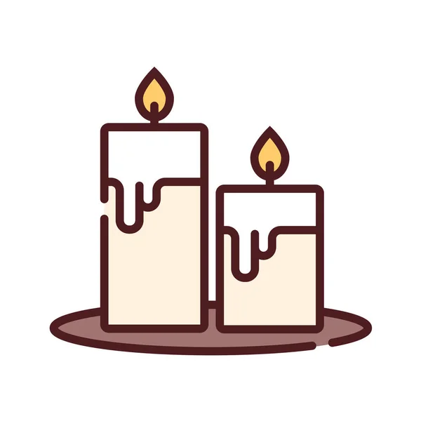 Candle Icon Outline Style Isolated White Background Religion Symbol Vector — Stock Vector