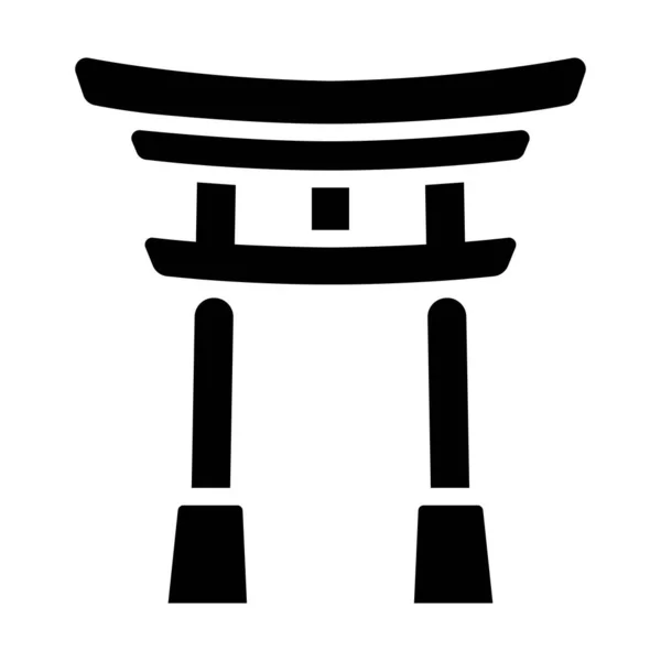 Kinesisk Tempel Ikon Svart Stil Isolerad Vit Bakgrund Religion Symbol — Stock vektor