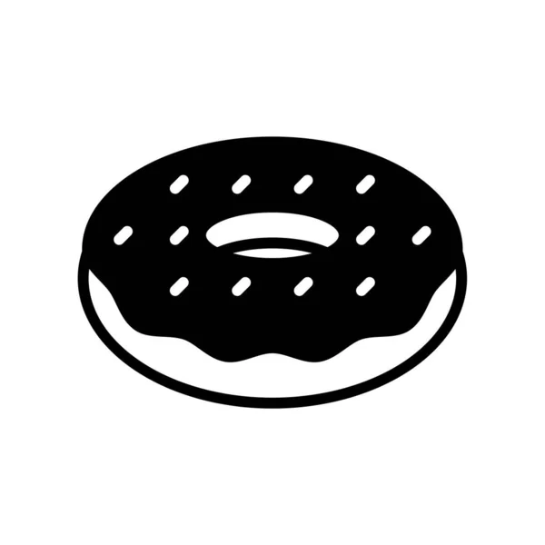 Donut Icon Black Style Isolated White Background Векторная Иллюстрация Ресторана — стоковый вектор