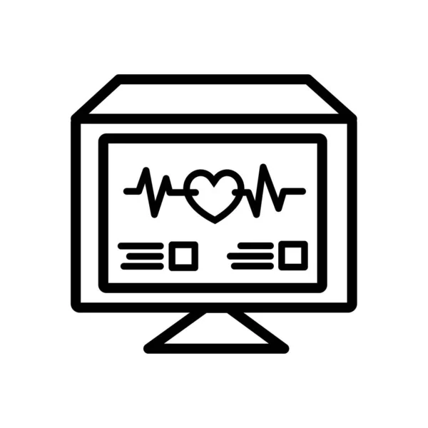 Icono Del Latido Del Corazón Estilo Blanco Negro Sobre Fondo — Vector de stock