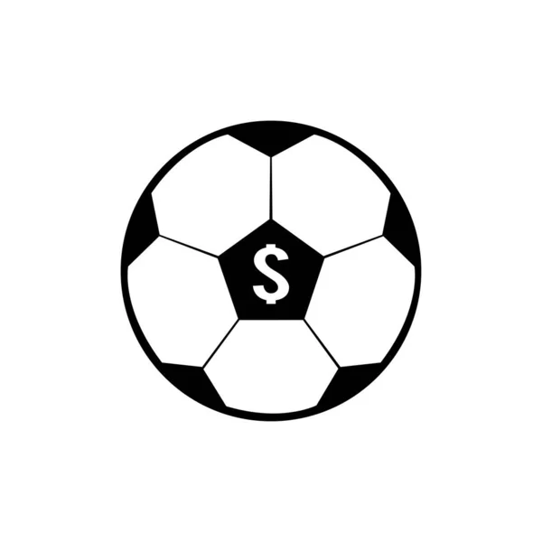 Ikona Piłki Nożnej Czarnym Stylu Izolowane Białym Tle Sport Symbol — Wektor stockowy