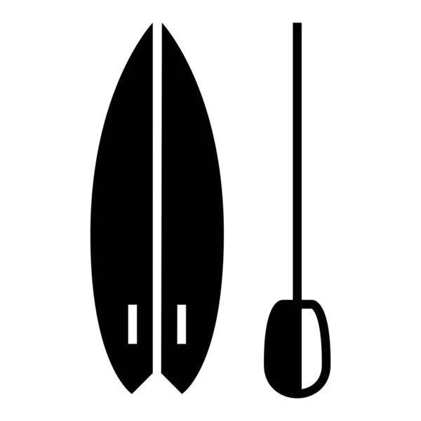 Illustration Vectorielle Silhouette Noire Blanche Une Planche Surf — Image vectorielle