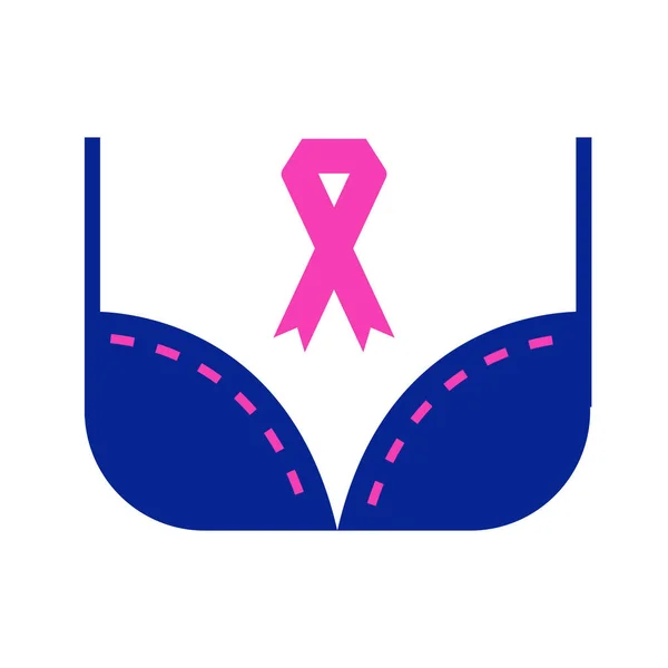 Göğüs Kanseri Düz Ikon Vektör Çizimi — Stok Vektör