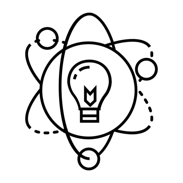 Illustrazione Vettoriale Una Lampadina Con Atomo — Vettoriale Stock