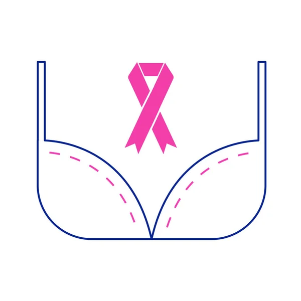 Göğüs Kanseri Düz Ikon Vektör Çizimi — Stok Vektör