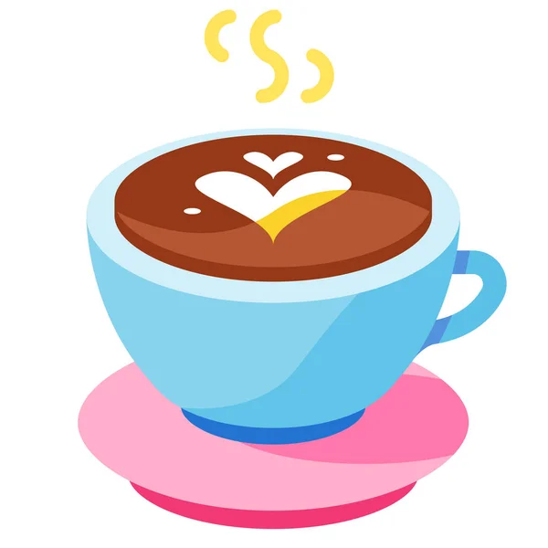 Ilustración Vector Icono Plano Latte Caliente — Vector de stock