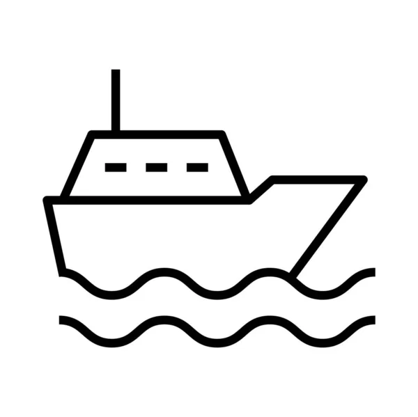 Icono Línea Barco Ilustración Vectorial — Vector de stock