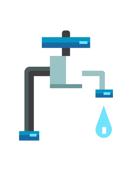 Faucet Icon Flat Color Style Vector Illustration — Stock Vector
