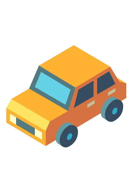 Gelbe Auto Ikone Flachen Stil Isoliert Auf Weißem Hintergrund — Stockvektor