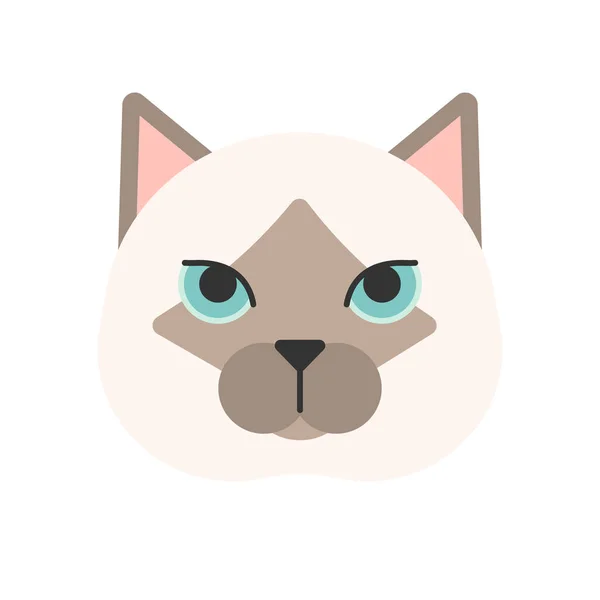 Mignon Chat Visage Vecteur Illustration — Image vectorielle