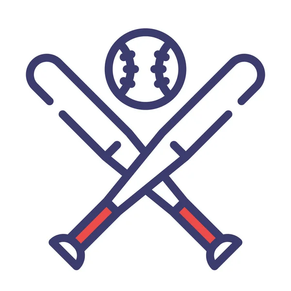 Baseball Bat Icon Flat Color Style Vector Illustration — Stock Vector