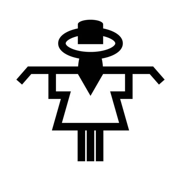 Female Scarecrow Line Vector Icon — Stock Vector