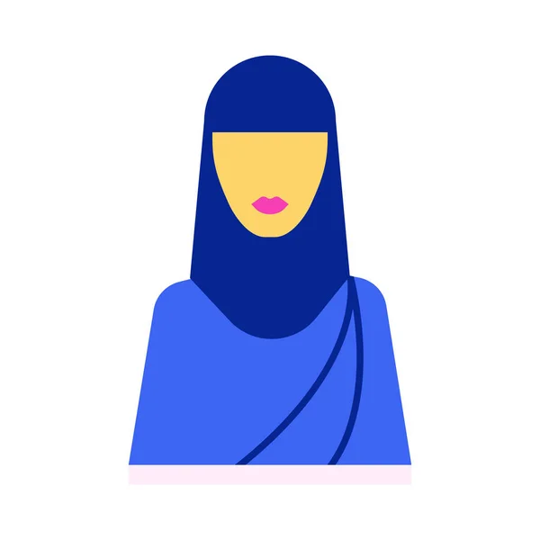 Ilustrasi Ikon Vektor Datar Wanita Muslim - Stok Vektor