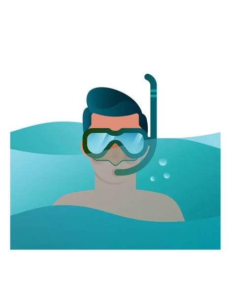 Man Met Bril Snorkel Achtergrond Van Het Zwembad — Stockvector