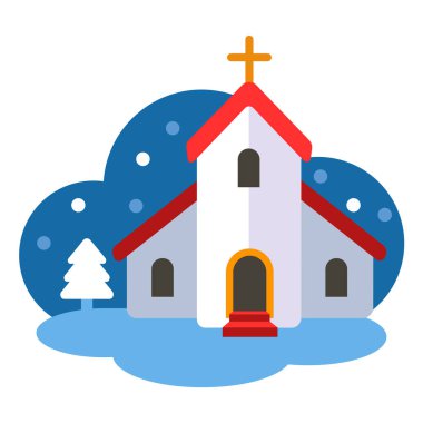 Kilise, ikon, vektör illüstrasyonu 