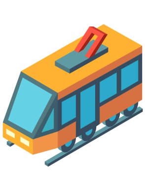 Taşıyıcı vektör illüstrasyonlu izometrik tren