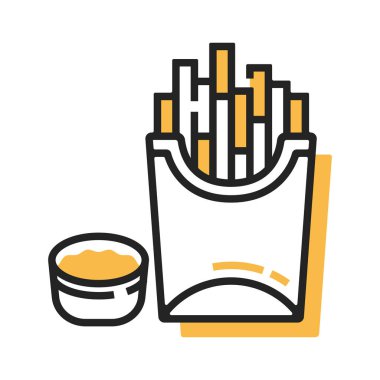 Patates kızartması web simgesi, vektör illüstrasyonu 