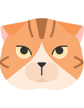 Beyaz arkaplanda şirin kedi yüzü vektör çizimi