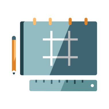 Beyaz arkaplanda izole edilmiş düz stil kalem simgesi. okul sembolü illüstrasyonu