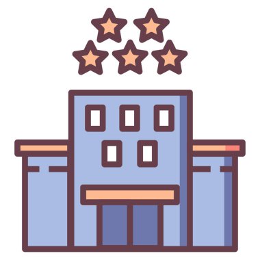 Otel web simgesi. Vektör illüstrasyonu 