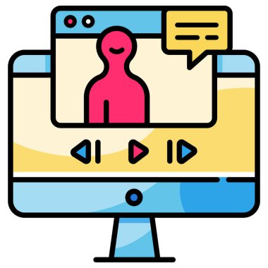 E-öğrenme düz ikon vektör çizimi