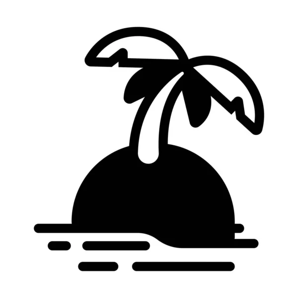 Tropische Insel Mit Palmennetz Symbol Vektorillustration — Stockvektor