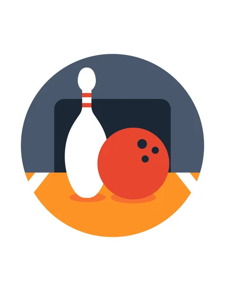 Boule Bowling Icône Vectorielle Plate — Image vectorielle