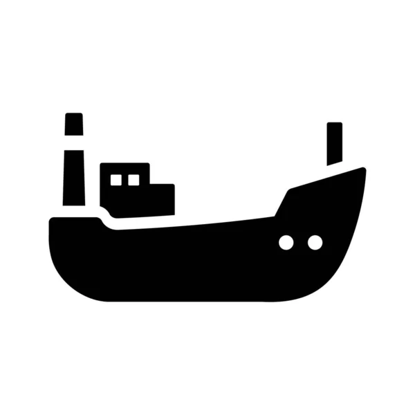 Icono Barco Estilo Negro Aislado Sobre Fondo Blanco Símbolo Transporte — Vector de stock