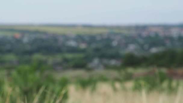 View with gory of the settlement. From washed away in sharp focus. Settlement in the distance. — Stock Footage View Gory Settlement Washed Away Sharp Focus Settlement Distance Royalty Free Stock Footage