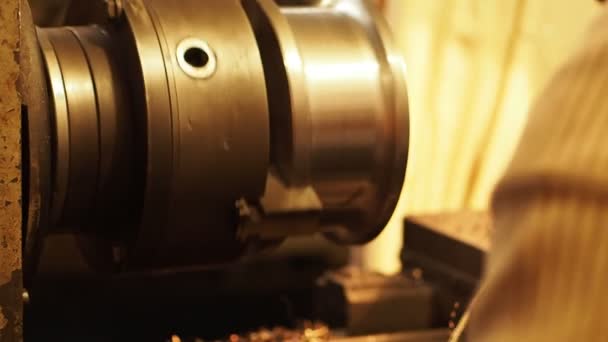 Processus Travail Machine Usine Ingénierie Travailleur Arrête Fonctionnement Machine Enlève — Video