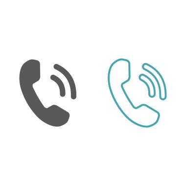 Sabit telefon bir tüp sembolü. İki vektör simgeler kümesi. Düz tasarım Monohrome