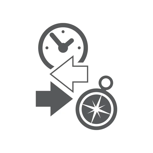 Symboles Horloge Murale Boussole Signe Direction Dans Les Deux Parties — Image vectorielle