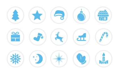 Vektör Noel simgeleri ayarlayın. Yeni yıl ve Noel tasarım vektör simgeleri seçimi. Düz tasarım
