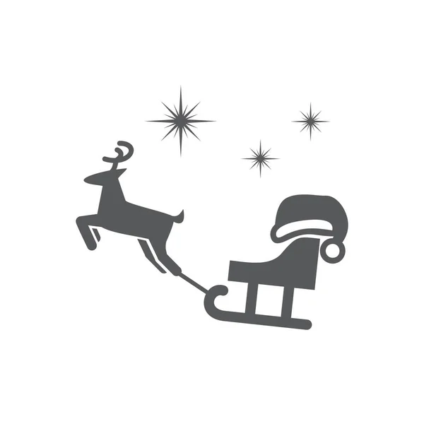 Векторні зображення санки, зірки, шапка Сантаса і олені . — стоковий вектор