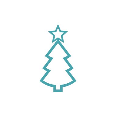 Vektör simgeler köknar ağacı ve yıldız. Vektör simgeler kümesi. Noel yılbaşı arsa. Düz tasarım.