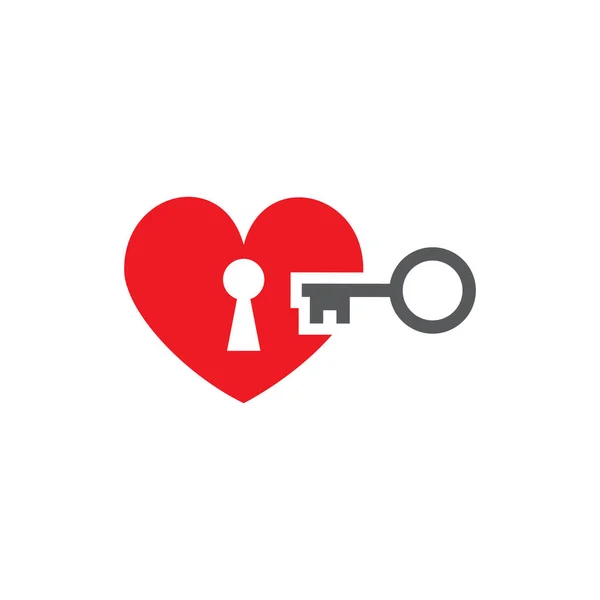 Corazón Con Cerradura Llave Conjunto Iconos Vectoriales Para Probar Llave — Vector de stock