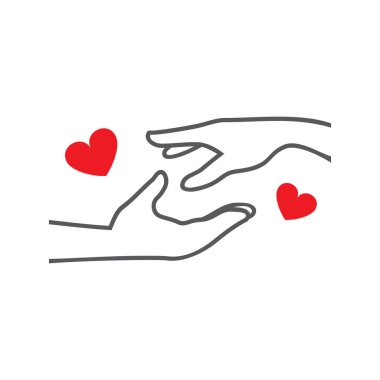 Bir erkek ve kadın el kalplerin arka planı vektör resmi. Vektör simgeler kümesi. Aşık insanlar Sodeiniye. Düz tasarım. Monohrome