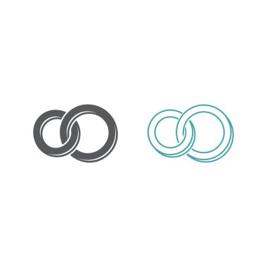 Vektör resim iki Alyans. Vektör simgeler kümesi. Düz tasarım. Monohrome