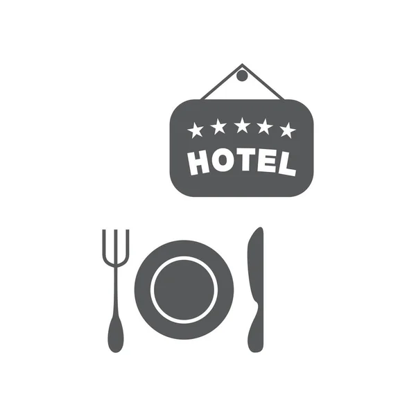 Vector Illustratie Plaat Hotel Bord Mes Vork Set Vector Symbolen — Stockvector