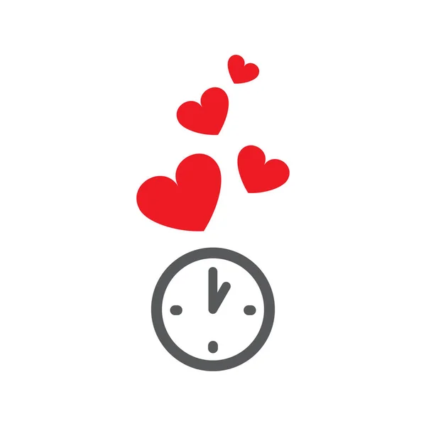 Ilustración Vectorial Horas Corazones Despegan Conjunto Símbolos Vectoriales Hora Amar — Vector de stock