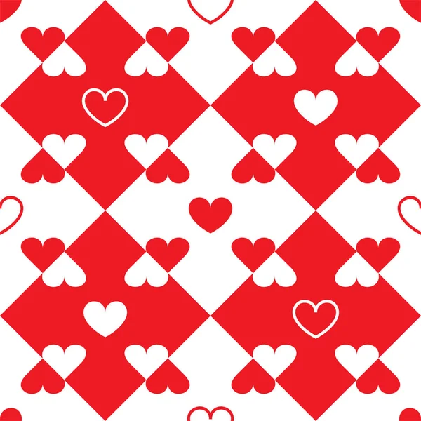 Векторна Ілюстрація Червоних Білих Сердець Червоно Білому Тлі Безшовний Фон — стоковий вектор