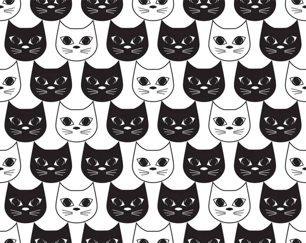 Vector Illustration Lot White Black Cats Seamless Pattern Background Nice — Stock Vector