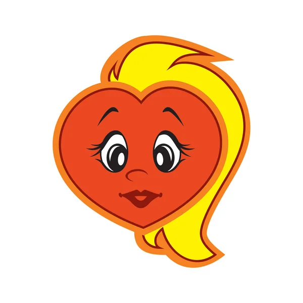Vector Illustration Character Heart Girl Fiery Flame Love Children Picture — Stock Vector