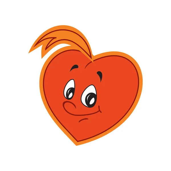Vector Εικονογράφηση Του Αγοριού Καρδιά Χαρακτήρα Χαμόγελο Πύρινη Φλόγα Της — Διανυσματικό Αρχείο