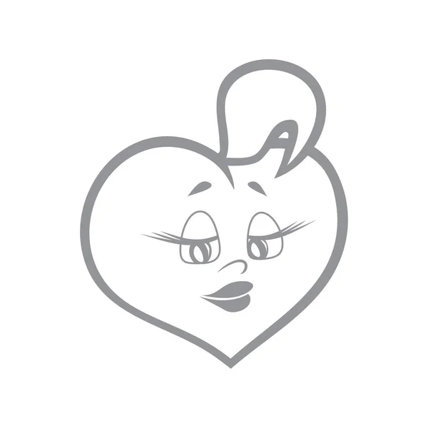 Εικονογράφηση Διάνυσμα Κορίτσι Καρδιά Χαρακτήρα Μακριές Βλεφαρίδες Πύρινη Φλόγα Της — Διανυσματικό Αρχείο