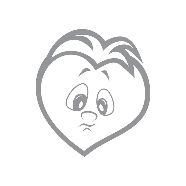 向量例证的字符的男孩伤心的心脏 热恋的火焰在孩子们的画面中的动画角色 — 图库矢量图片