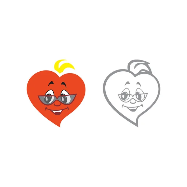 Vector Εικονογράφηση Του Χαρακτήρα Καρδιά Αγόρι Τρομερό Γυαλιά Ηλίου Σύνολο — Διανυσματικό Αρχείο