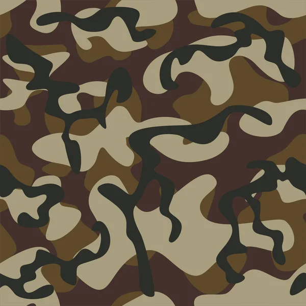 Vector Illustration Camouflage Background Dark Brown Tones Seamless Pattern Flat — Stock Vector